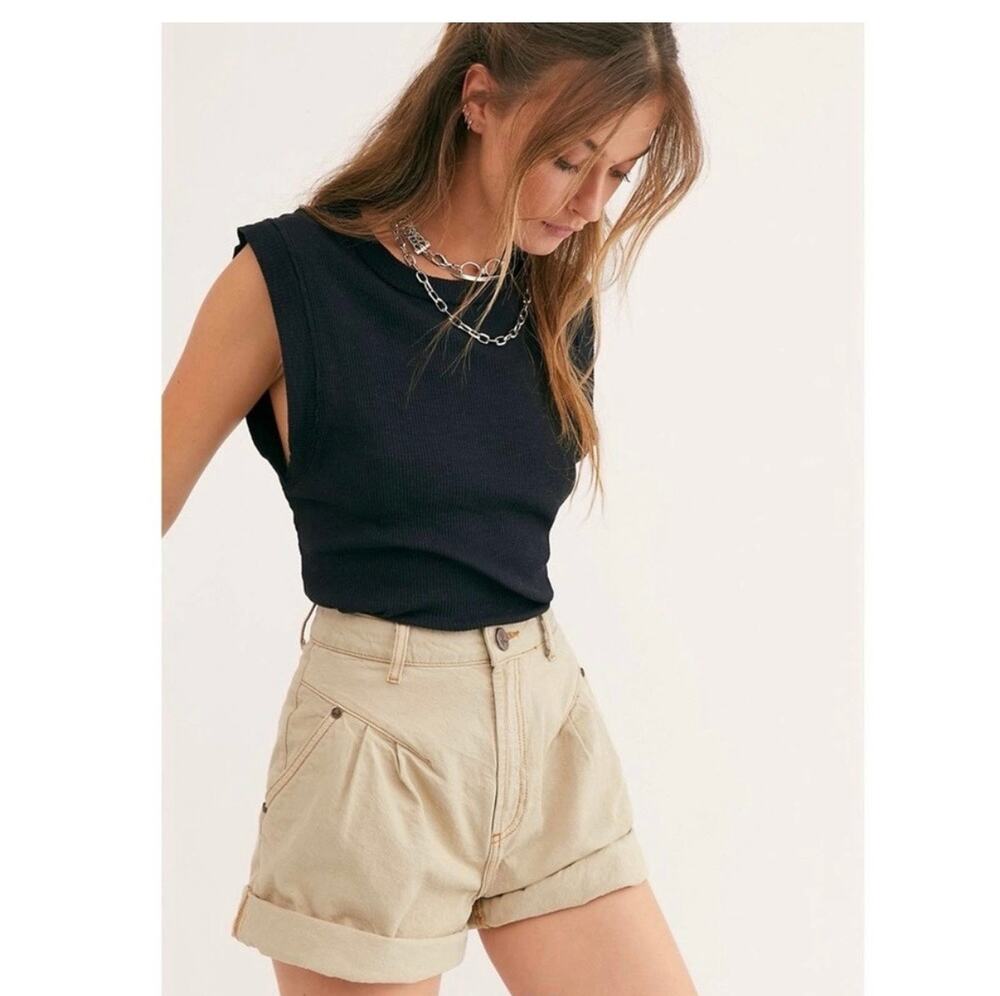 One Teaspoon Streetwalkers High Waist 80s Stone Tan Denim Jean Shorts 25